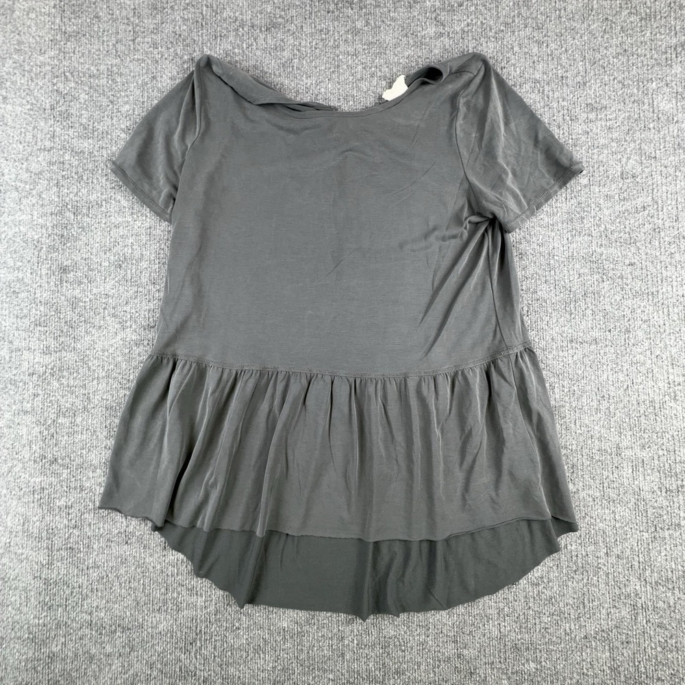 Mote Shirt Womens‎ XXL Gray Ruffle Hem Peplum Short Sleeve Jersey Tunic Top